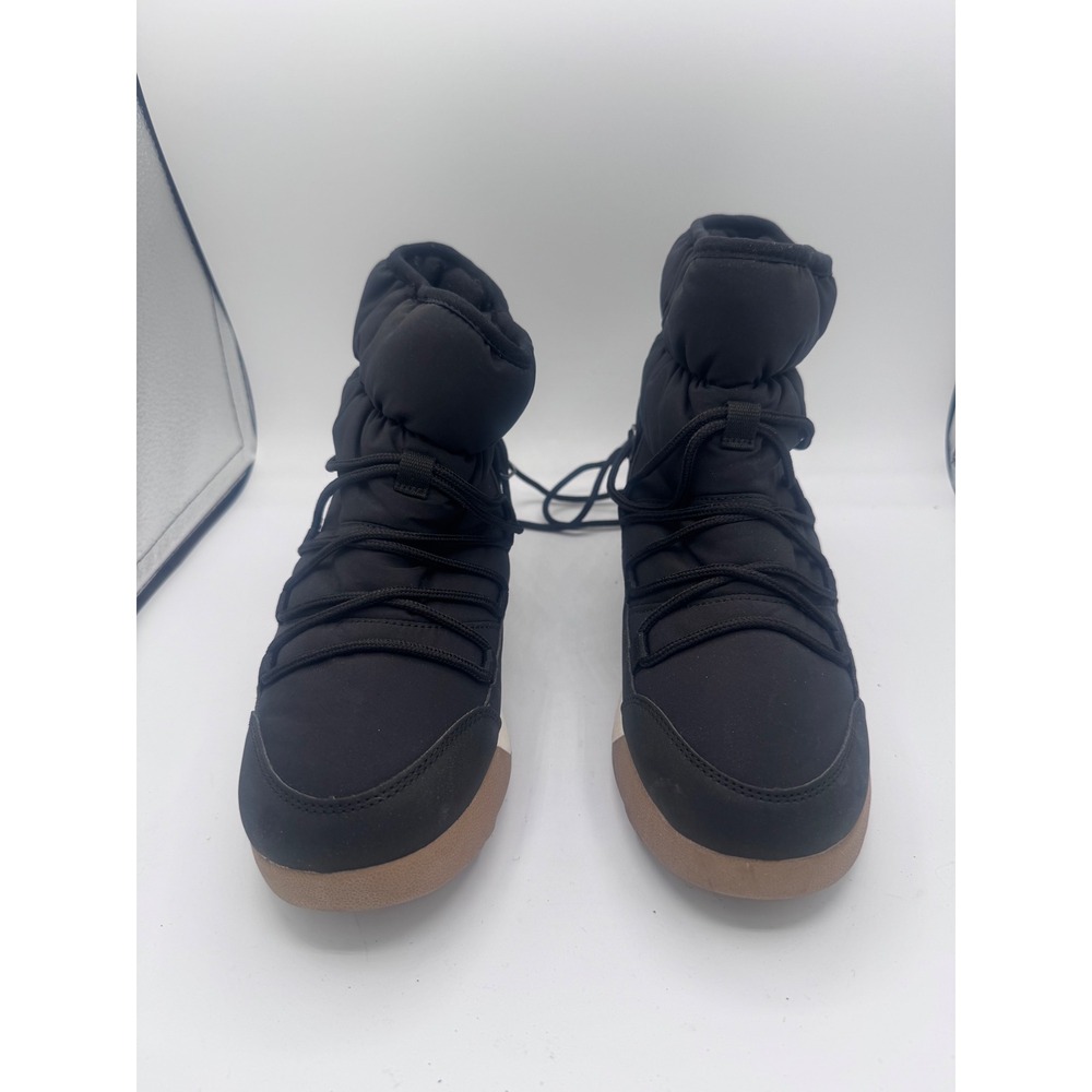 Unbranded Puffer Snow Boots Lace Up Ankle Winter Shoes Womens 9 Black Gum Sole